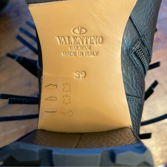 NWOT Valentino Fringe Combat Boot Black - Picture 8 of 14